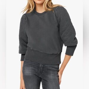 Evereve Quilted Sleeve Sweatshirt - washed black